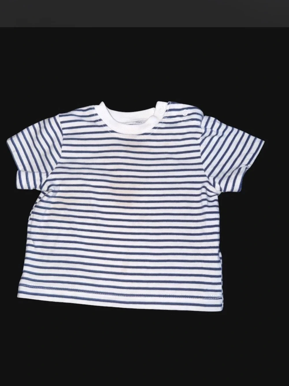 Little Me Navy Sailboat Romper with White & Navy Striped Tee